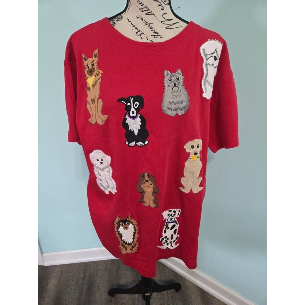 Bechamel Dog Shirt Appliqué Vintage 100% Cotton Grandmacore large